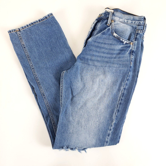 Kancan Jeans Womens 9/28 KC8678M Blue Straight High Waist Button Fly Distressed - Picture 7 of 10